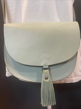 Zara Mint Green Crossbody Saddle Bag with Tassel